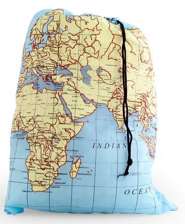 Kikkerland World Map Laundry Bag waszak