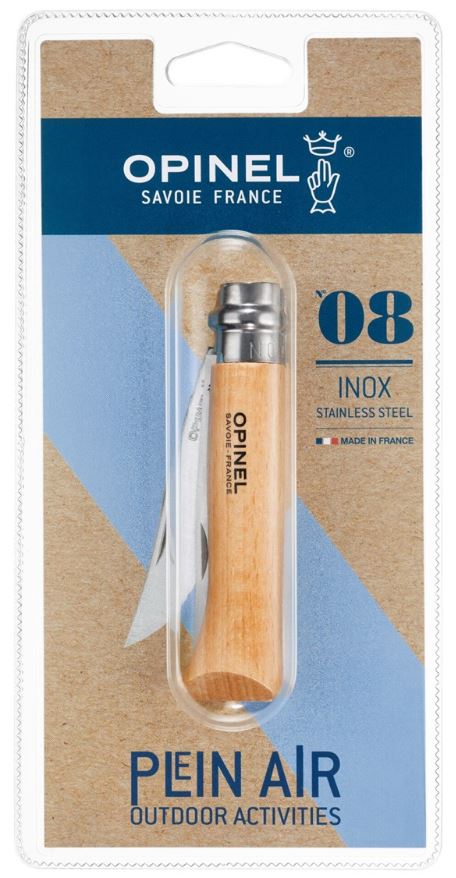 Opinel No.8 RVS Inox pocket knive - beechwood