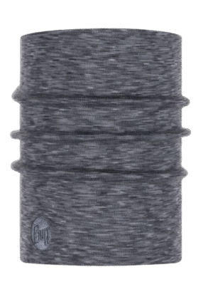 Buff Heavyweight Merino Wool neckwarmer Fog Grey Multi Stripes