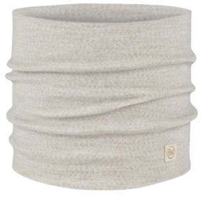 Buff Heavyweight Merino Wool neckwarmer Fog Grey Multi Stripes - Solid Cloud