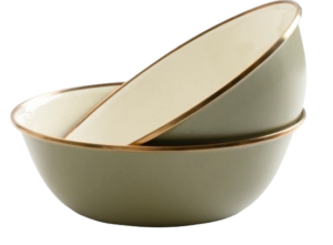 Barebones Enamel Bowl set - Two Tone Olive