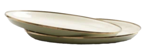 Barebones Enamel Deep Plate Set - Two Tone Olive