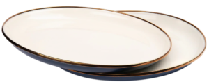 Barebones Enamel Deep Plate Set - Two Tone Blue