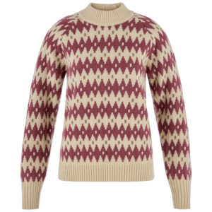 FjallRaven Övik Jacquard Knit damestrui - Light Beige/Mesa Purple